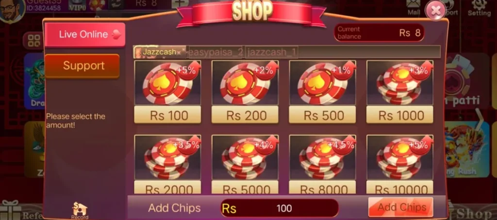 add money on 3 card one
